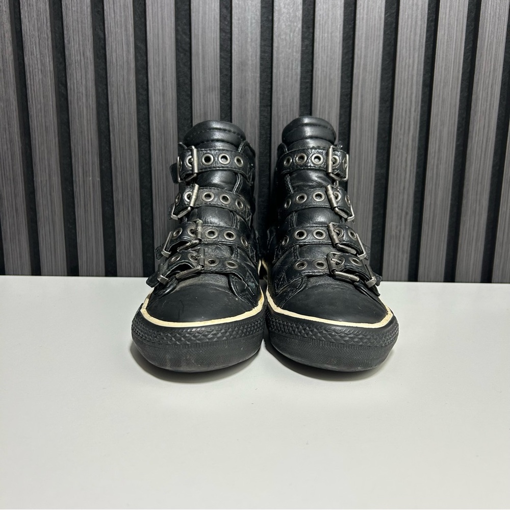Ash black leather buckle zipper high top - Picture 2 of 8